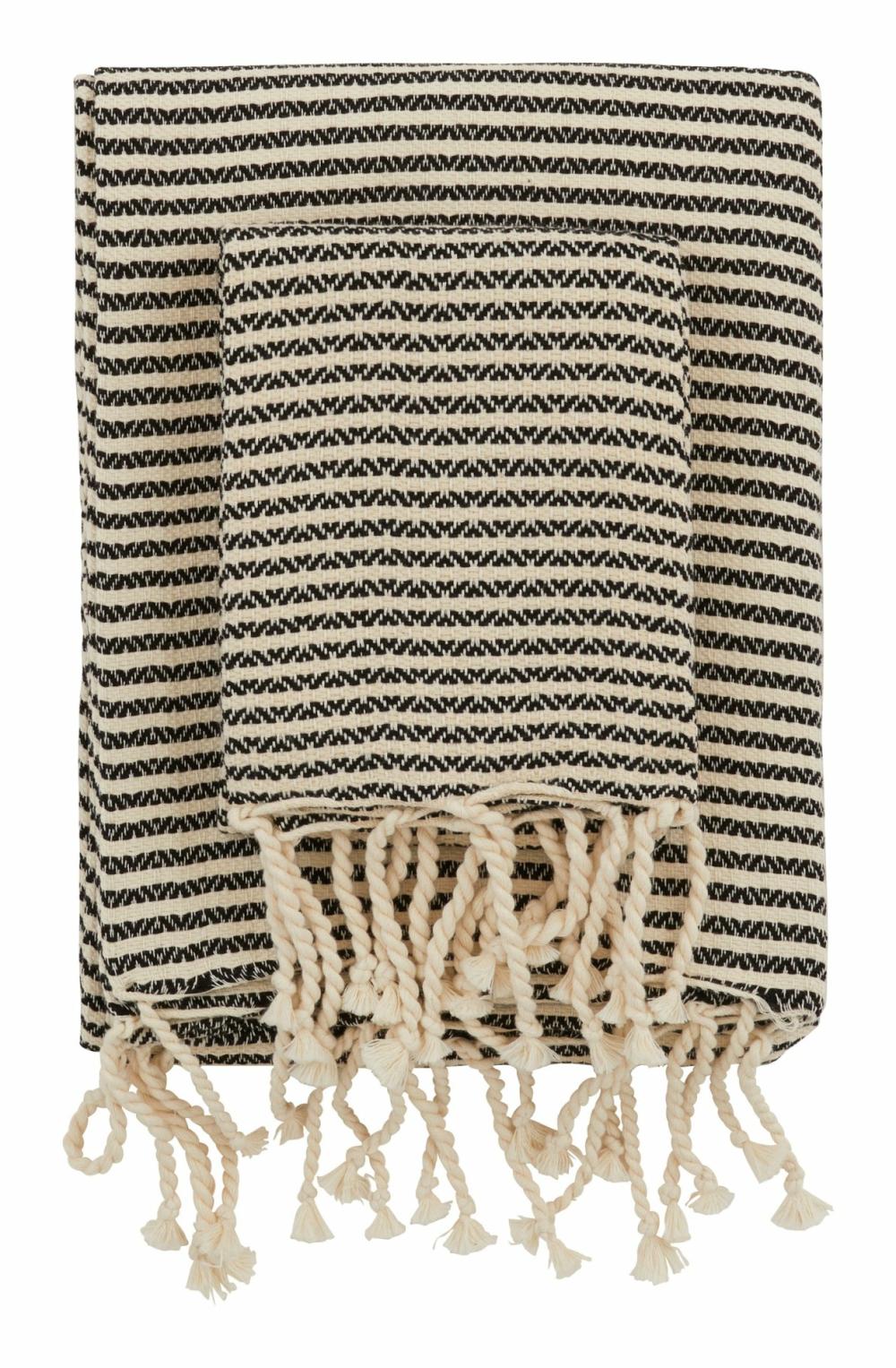 Hammam Black Striped Towels  |  Candles & Bath