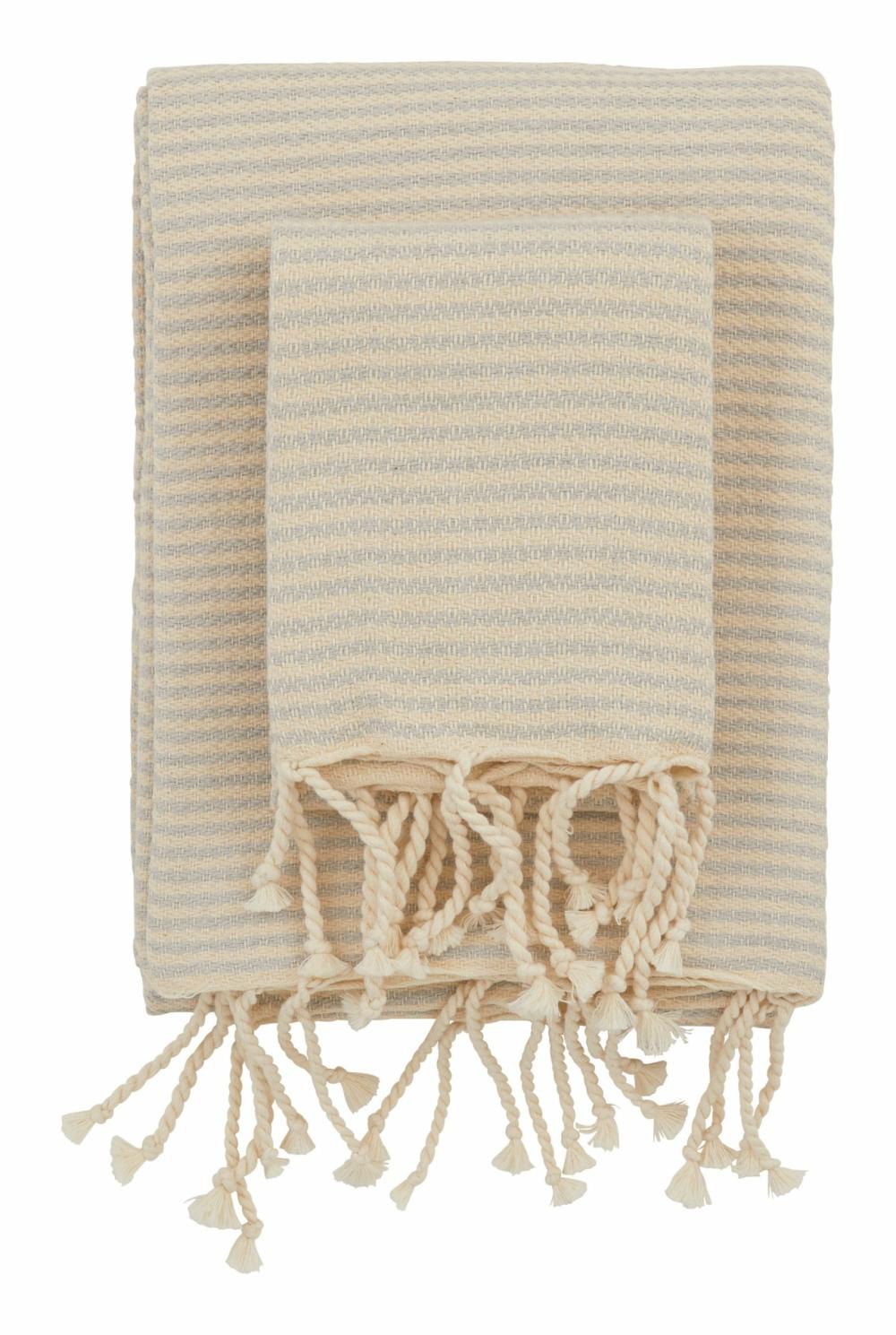 Hammam Grey Striped Towels  |  Candles & Bath