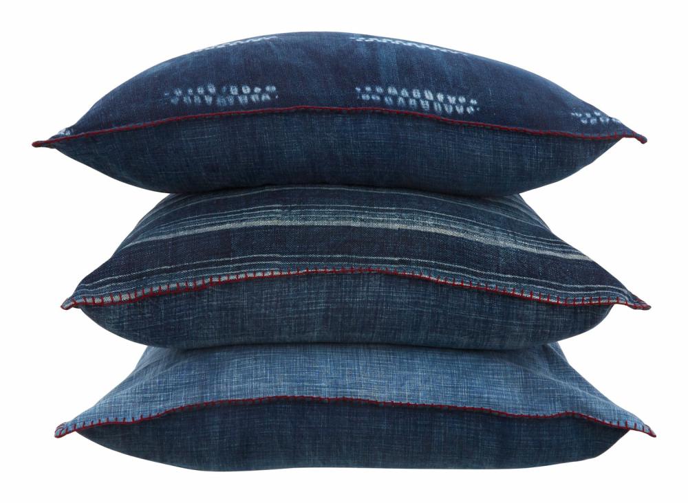 Indigo Stitch Floor Cushions  |  Pillows